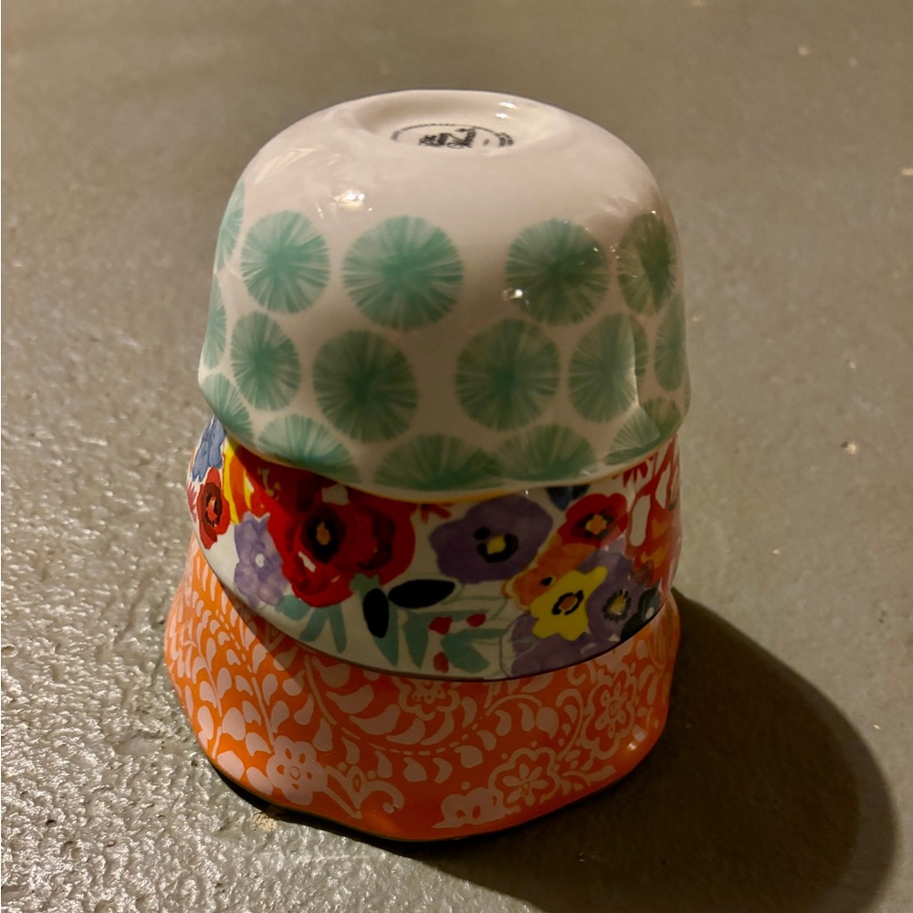 Pioneer Woman Nesting Measuring Bowls Cups Boho Multicolor Pattern Floral Flower